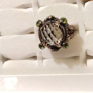 Sterling silver prasiolite cocktail ring with frogs Indonesia